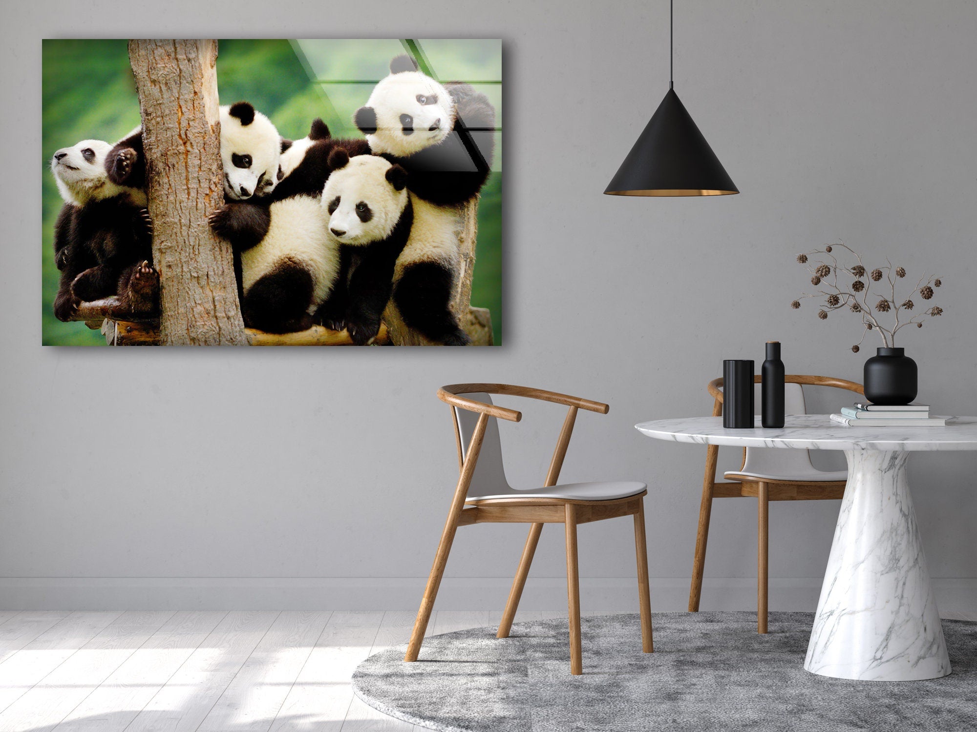Baby Panda Tempered Glass Wall Art