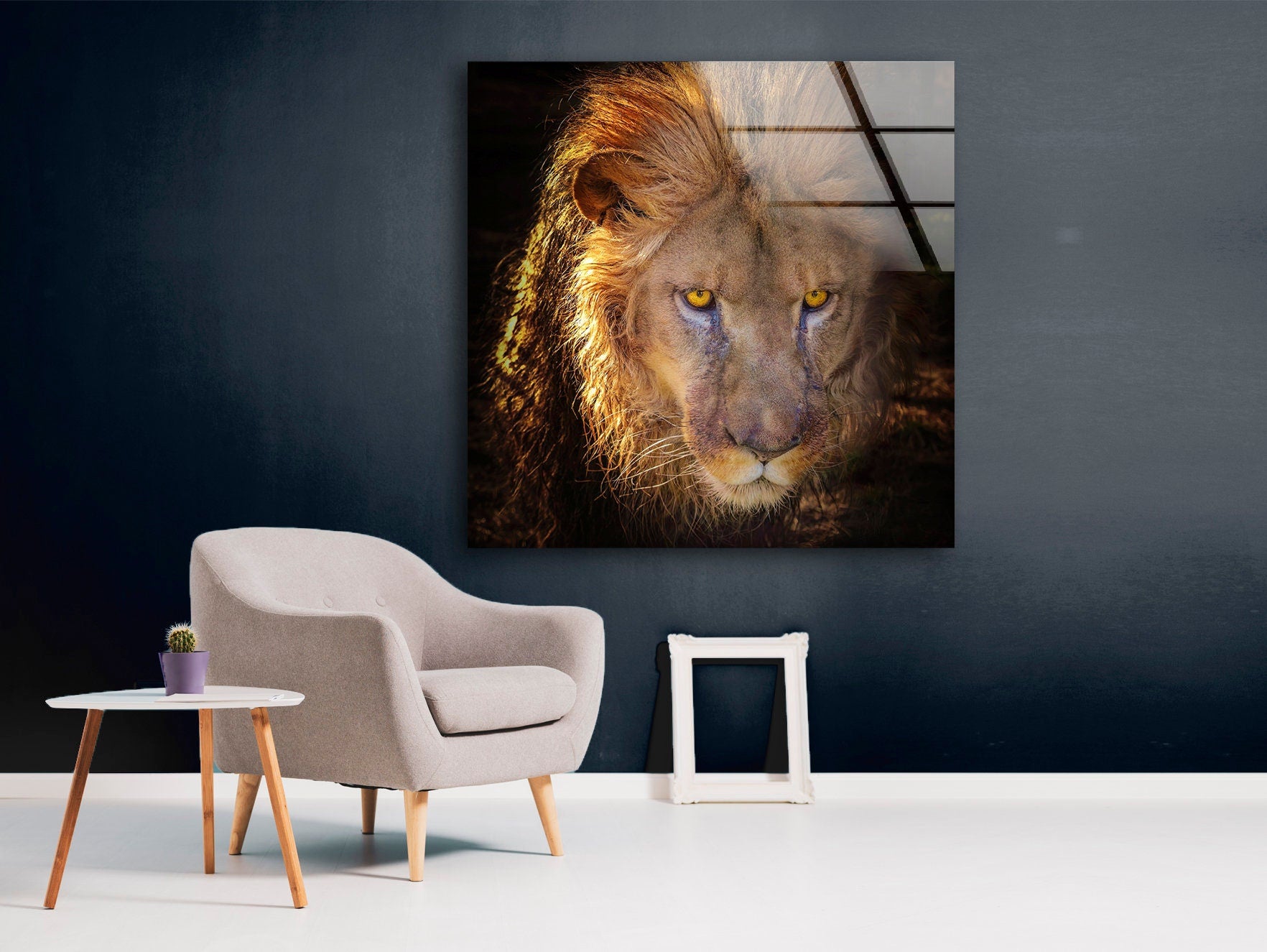 Wild Animal Lion Tempered Glass Wall Art