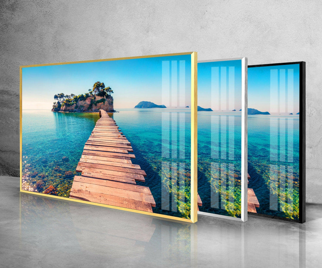 Sea Landscape With Pier Glass Wall Art stained glass wall art, stained glass wall decor