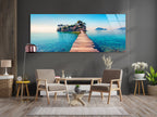 Island Dock View Tempered Glass Wall Art