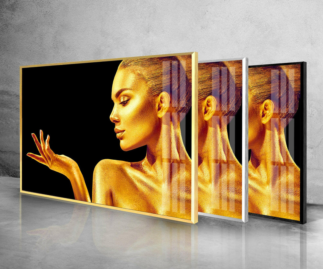 Gold Glitter Woman Tempered Glass Wall Art - MyPhotoStation