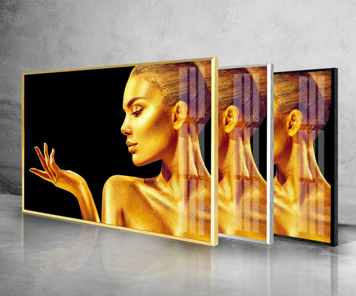 Gold Glitter Woman Tempered Glass Wall Art - MyPhotoStation