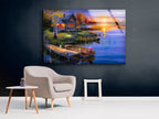 Dock Lake View Tempered Glass Wall Art
