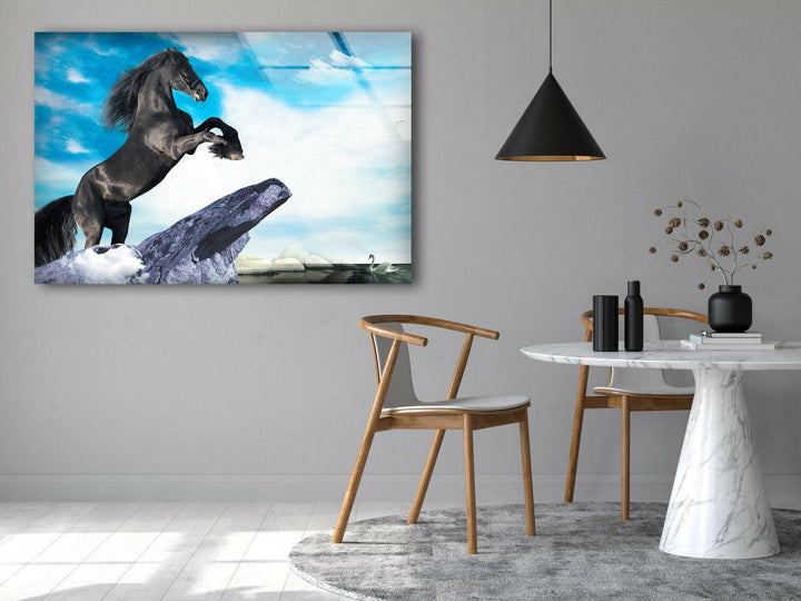 Prancing Horse Glass Wall Art large glass photo prints, glass wall photos