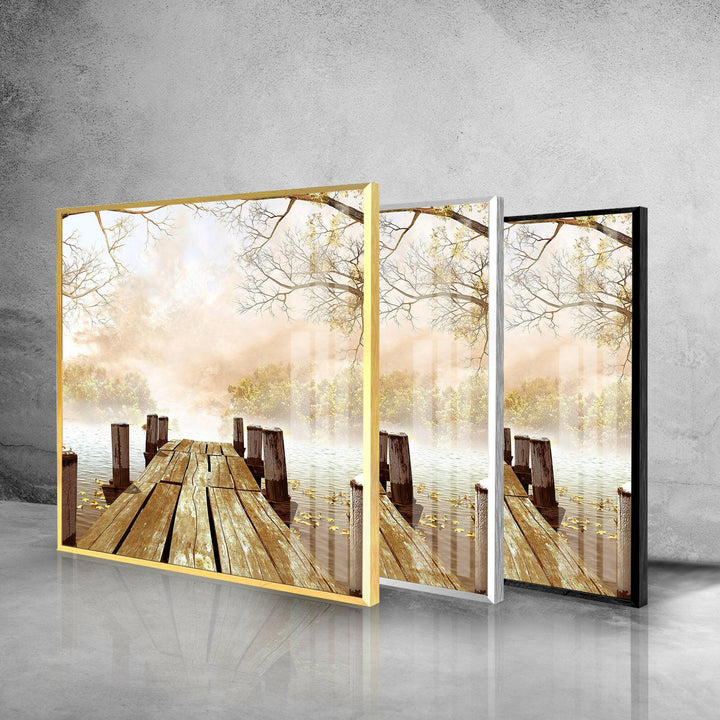Pier By The Lake Glass Wall Art custom glass pictures, glass art prints
