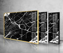 Black Marble Abstract Tempered Glass Wall Art