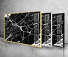 Black Marble Abstract Tempered Glass Wall Art