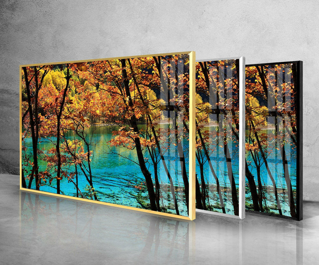 Jiuzhai Valley Nature Glass Wall Art photo print on glass, prints on glass wall art