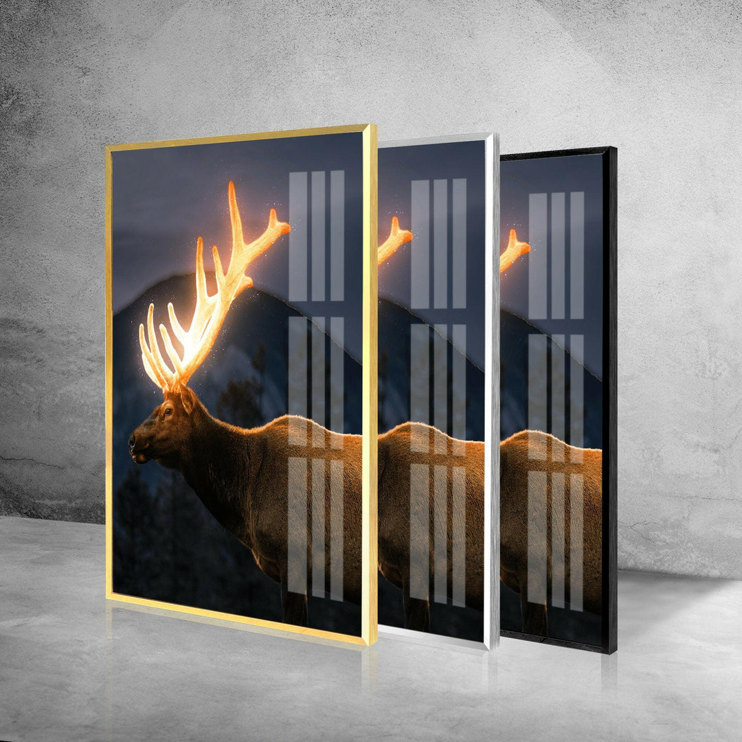 Lighted Deer Glass Wall Art             glass wall decor, glass wall art decor
