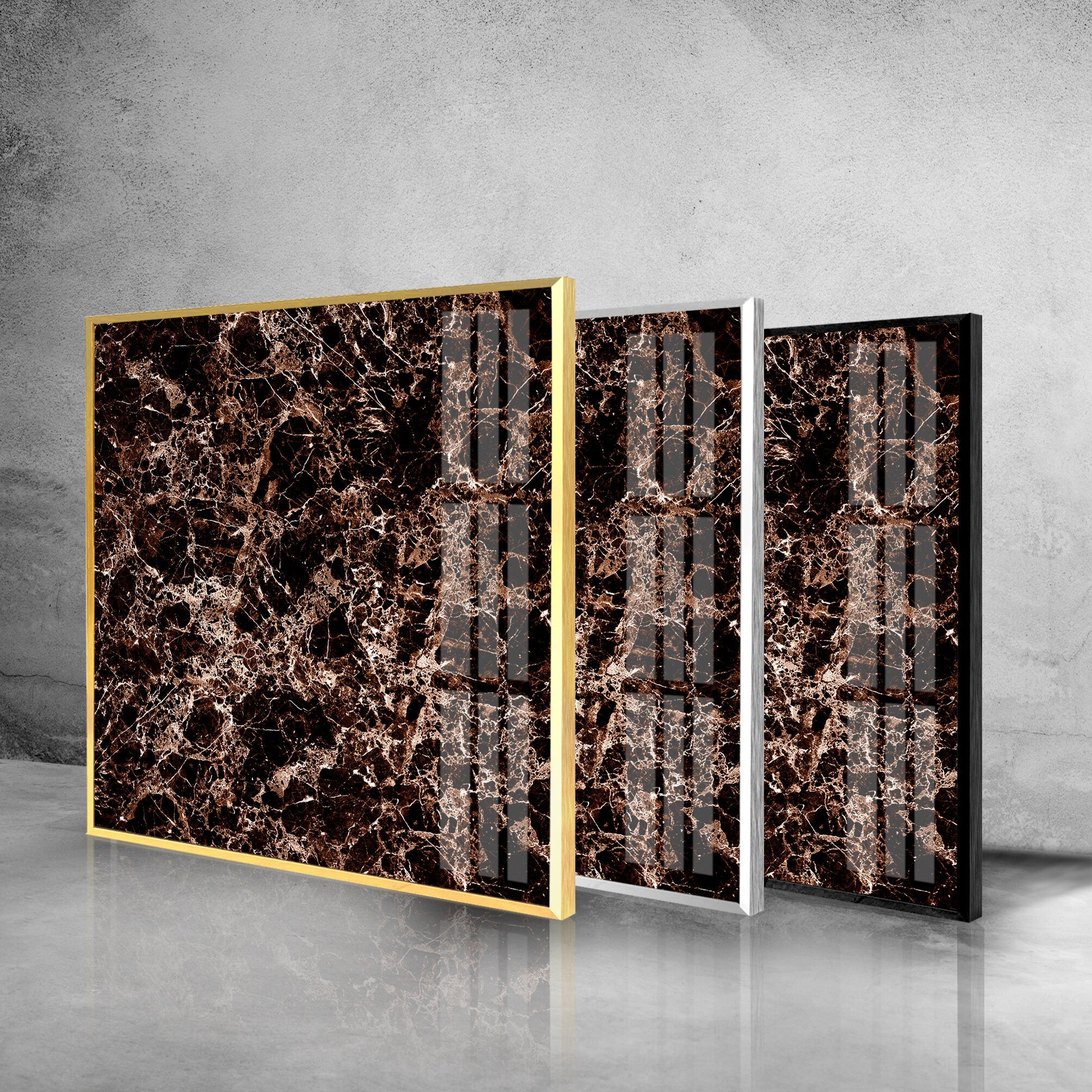 Copper Marble Tempered Glass Wall Art