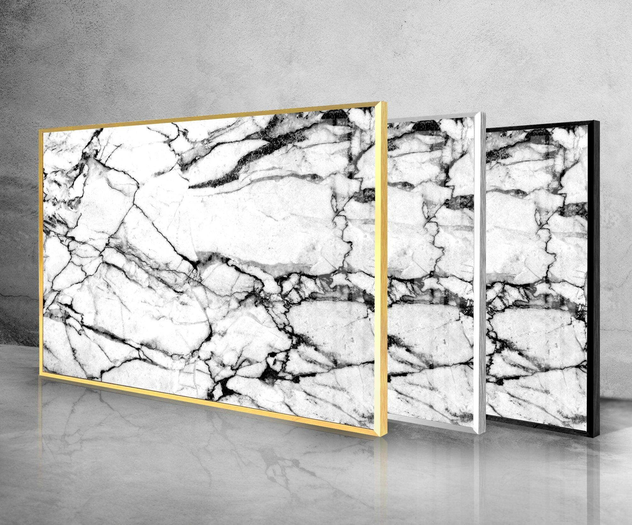 White Marble Tempered Glass Wall Art