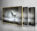 White Horse Tempered Glass Wall Art