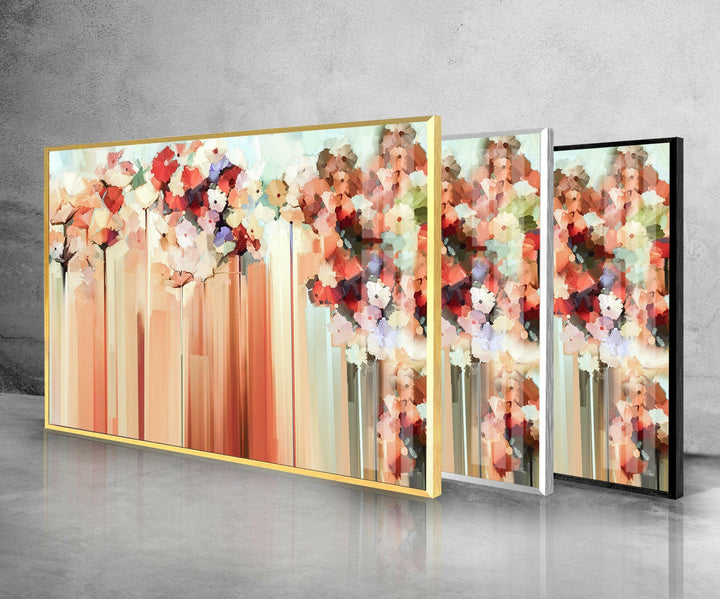 Flower Oil Painting Glass Wall Art, glass photo prints, glass picture prints
