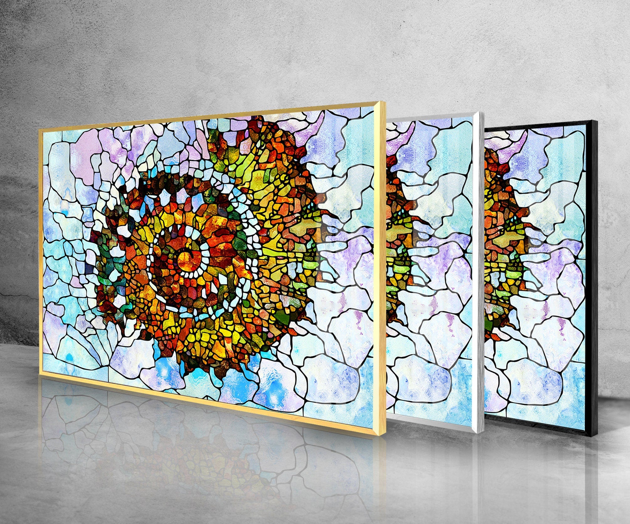 Fractal Marble Tempered Glass Wall Art
