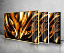 Golden Abstract Tempered Glass Wall Art
