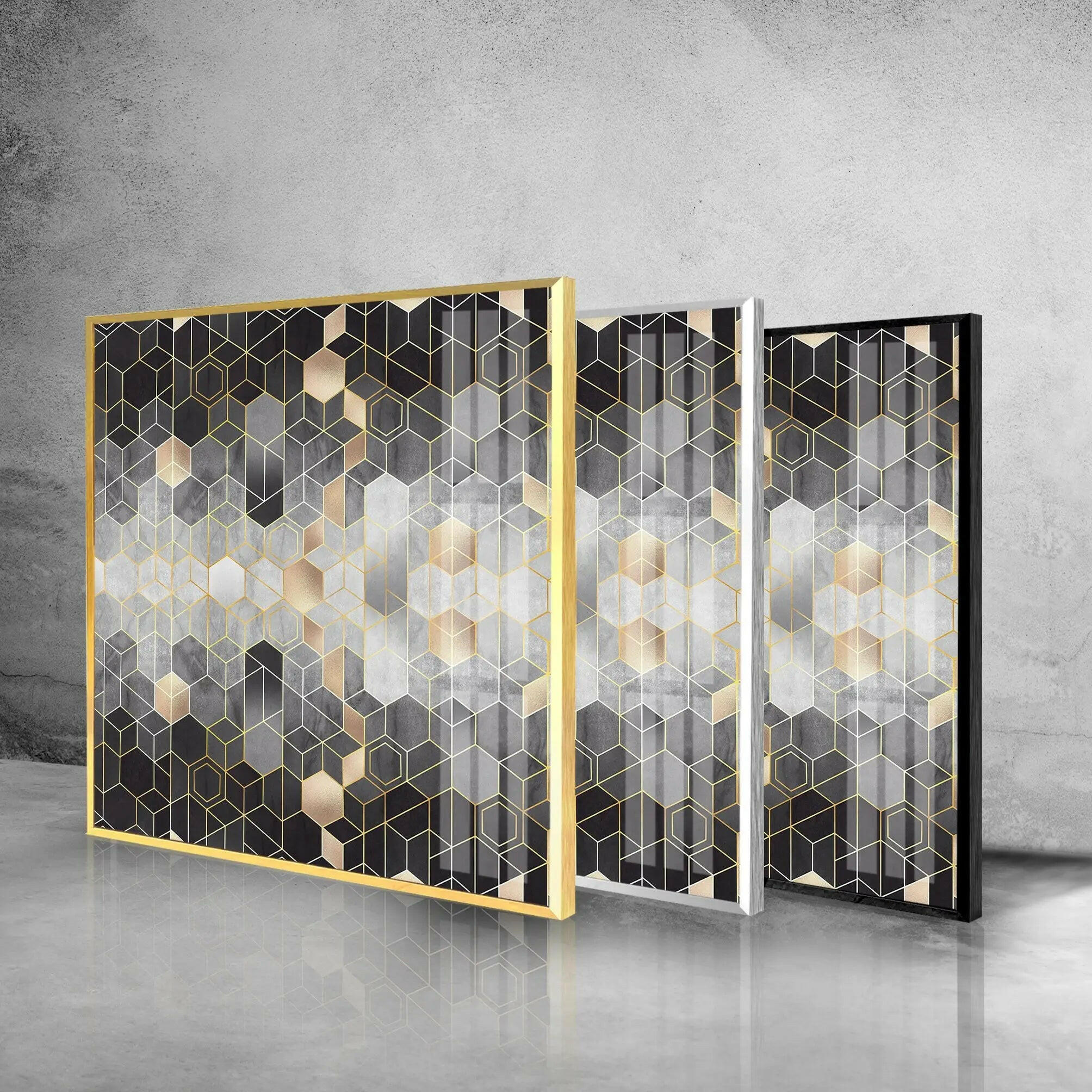 Mosaic Hexagon Tempered Glass Wall Art