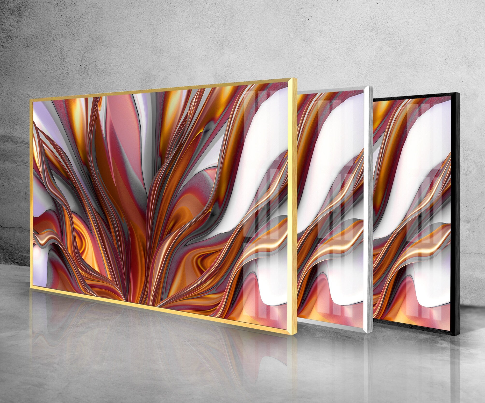 Brown Abstract Tempered Glass Wall Art