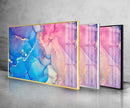 Pink and Blue Abstract Tempered Glass Wall Art