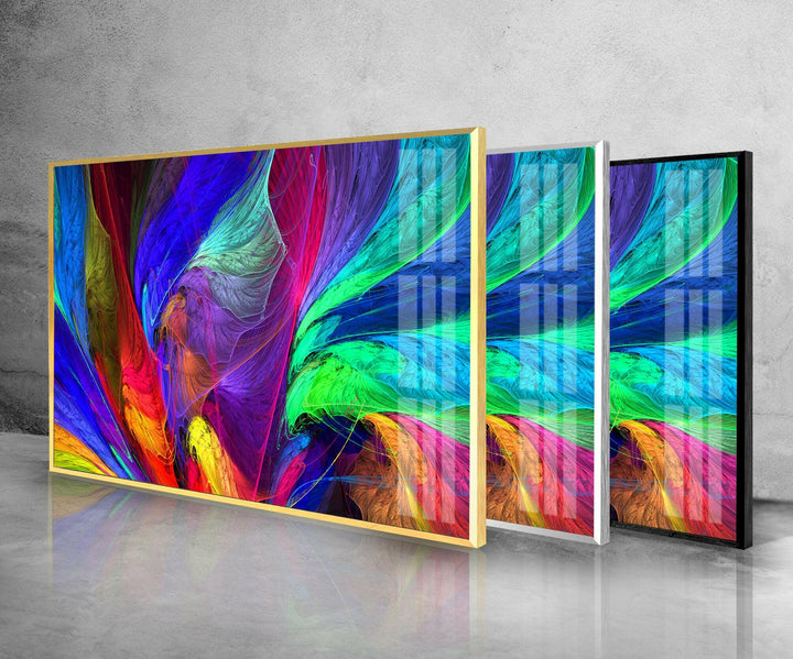 Vivid Colorful Neon Abstract Glass Wall Art Creation