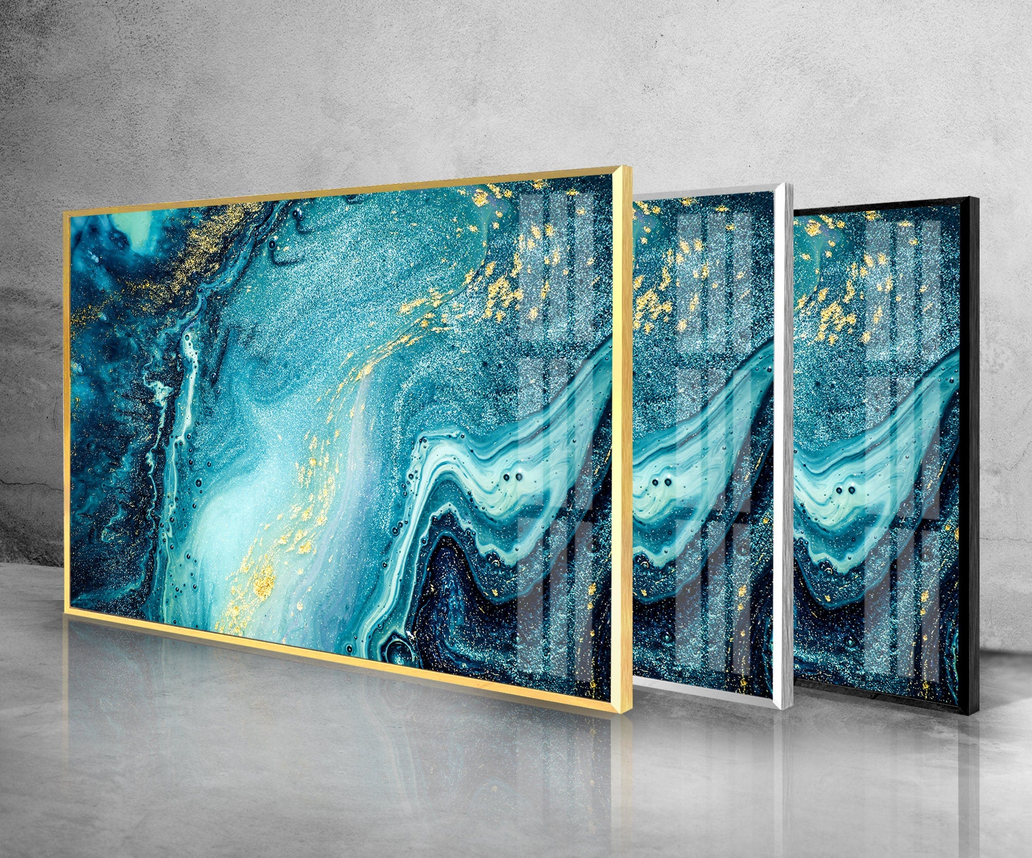 Blue Abstract Tempered Glass Wall Art