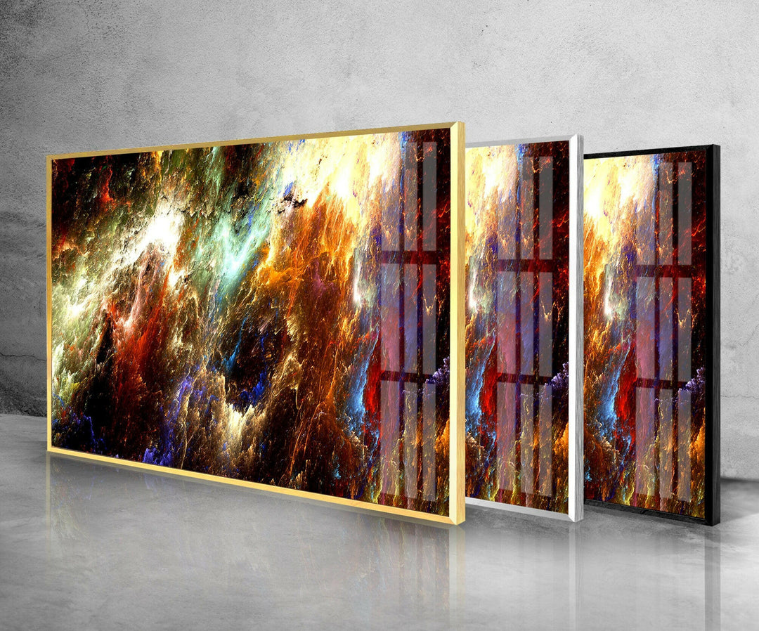 Abstrakte Wandkunst aus Glas mit Sturm und Blitz