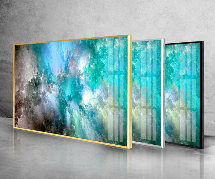 Turquoise Blue Alcohol ink Glass Wall Art