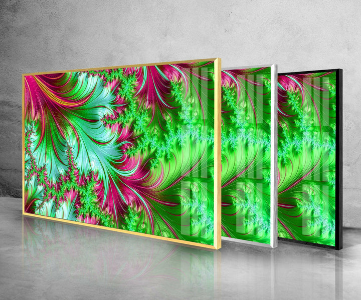 Grüne fraktale Muster Glas Wandkunst