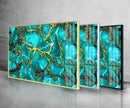 Green Gold Marble Decor Tempered Glass Wall Art