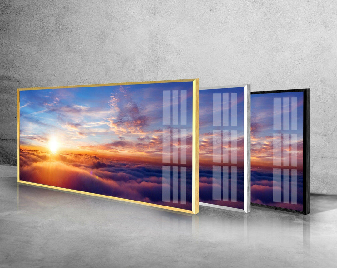 Dreamy Sunset Sky Glass Wall Art, glass wall decor, glass wall art decor