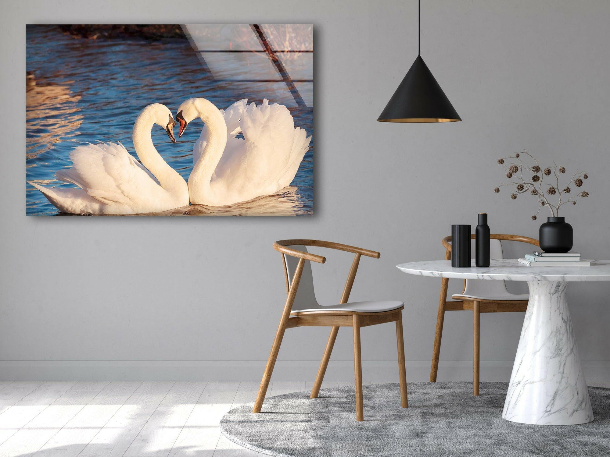 Swan Tempered Glass Wall Art