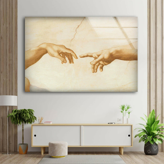 Michelangelo The Creation of Adam Tempered Glass Wall Art