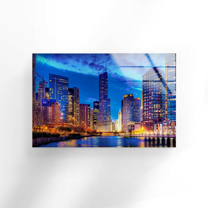 Chicago City View Glass Wall Art, glass photo prints, glass picture prints