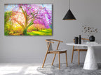 Pink Tree Forest Tempered Glass Wall Art
