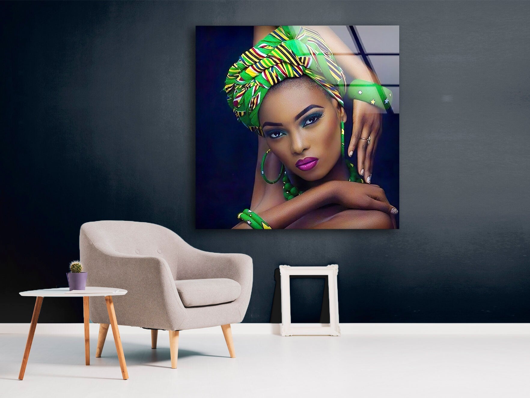 African Woman Tempered Glass Wall Art