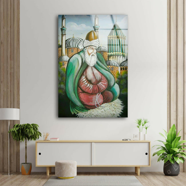 Rumi Mevlana Tempered Glass Wall Art