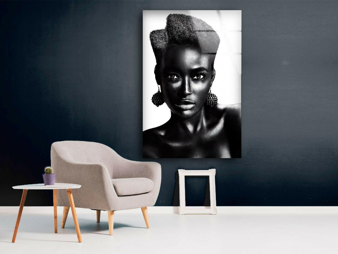 Black Woman Portrait Glass Wall Art
