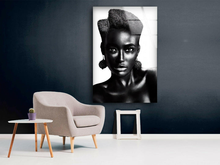 Black Woman Portrait Glass Wall Art