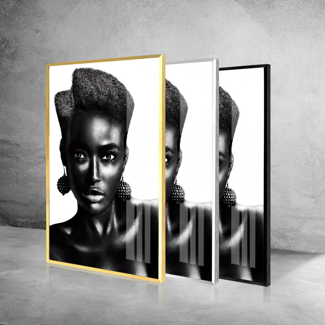 Black Woman Portrait Glass Wall Art