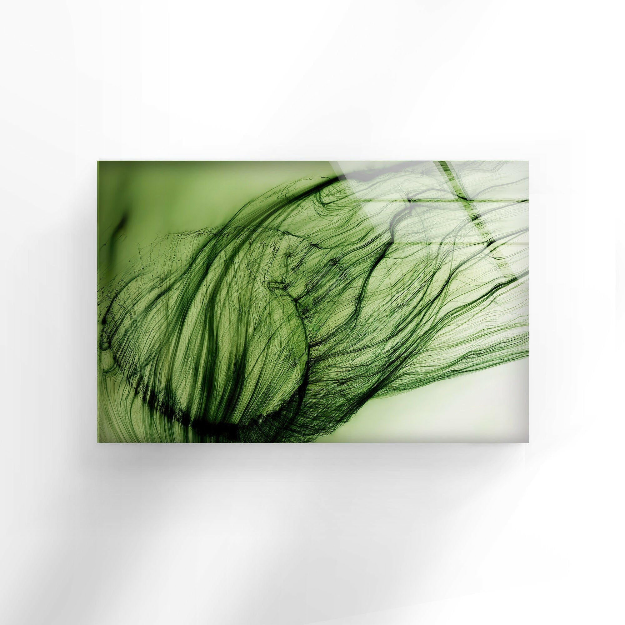 Green Abstract Tempered Glass Wall Art