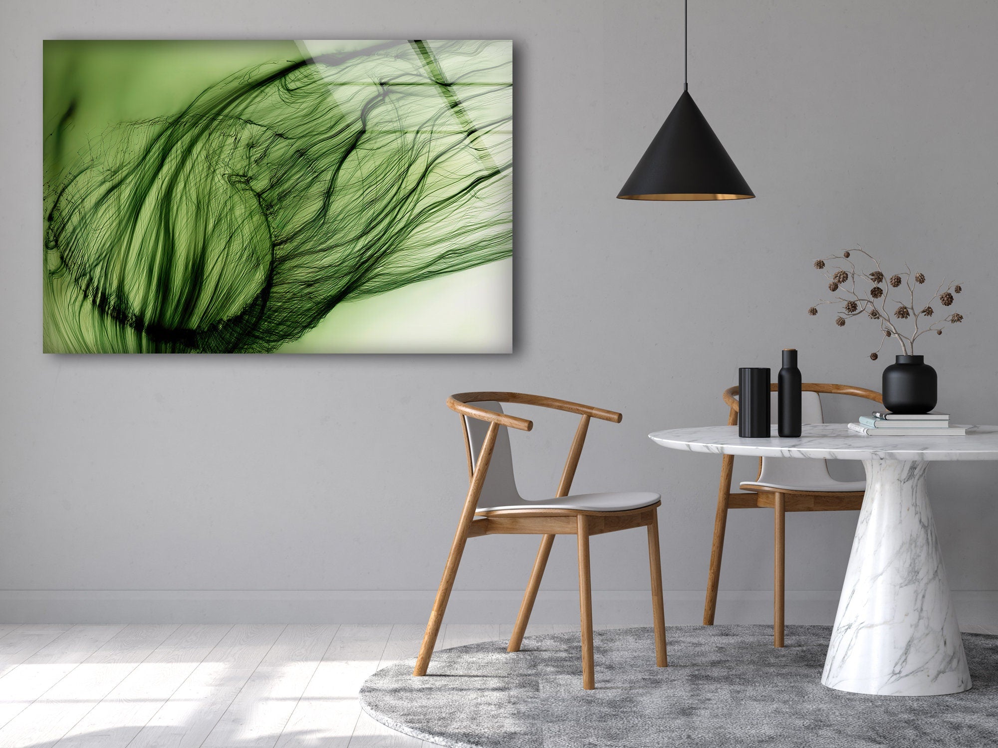 Green Abstract Tempered Glass Wall Art