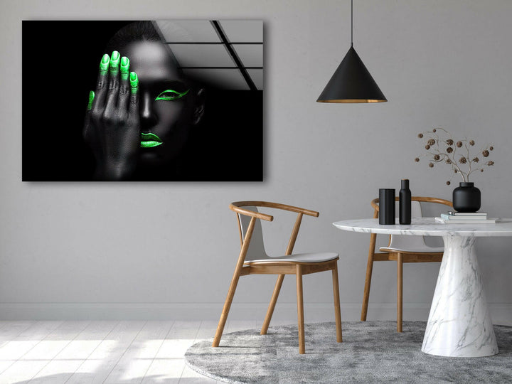 Neon Woman Face Tempered Glass Wall Art - MyPhotoStation