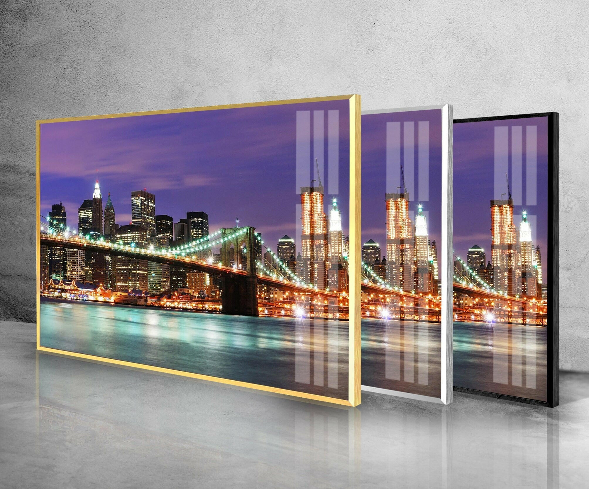 New York River Tempered Glass Wall Art