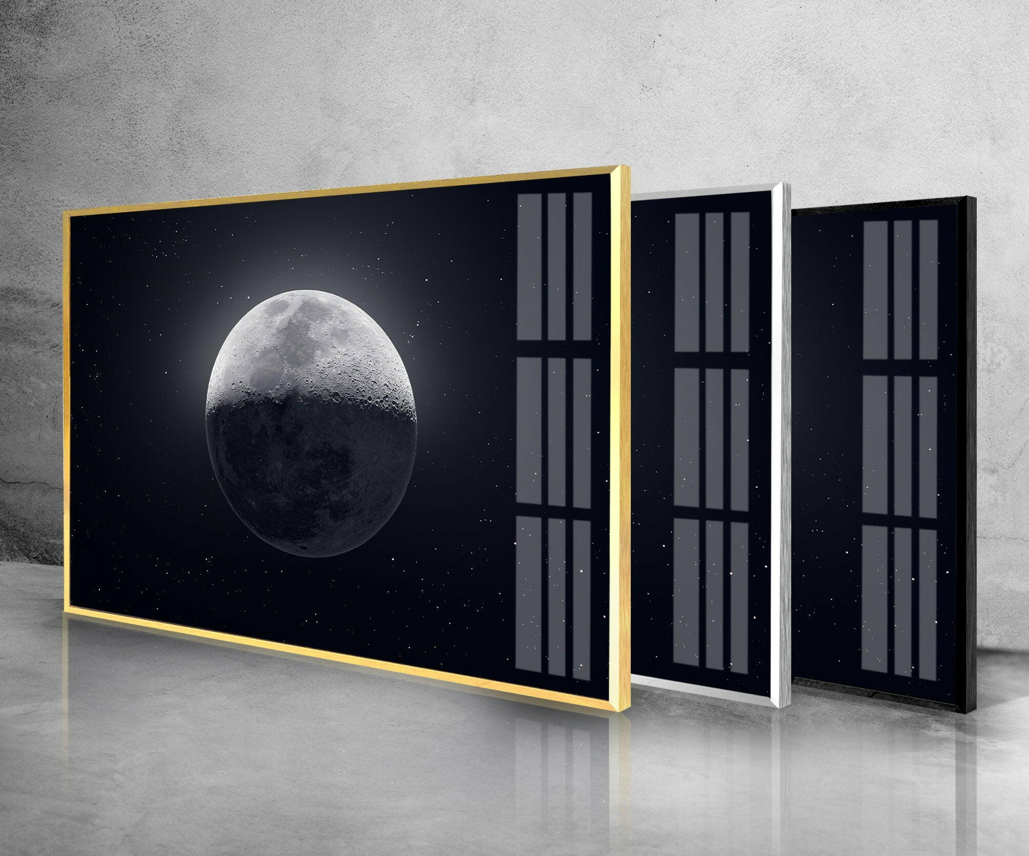 Moon and Stars Tempered Glass Wall Art