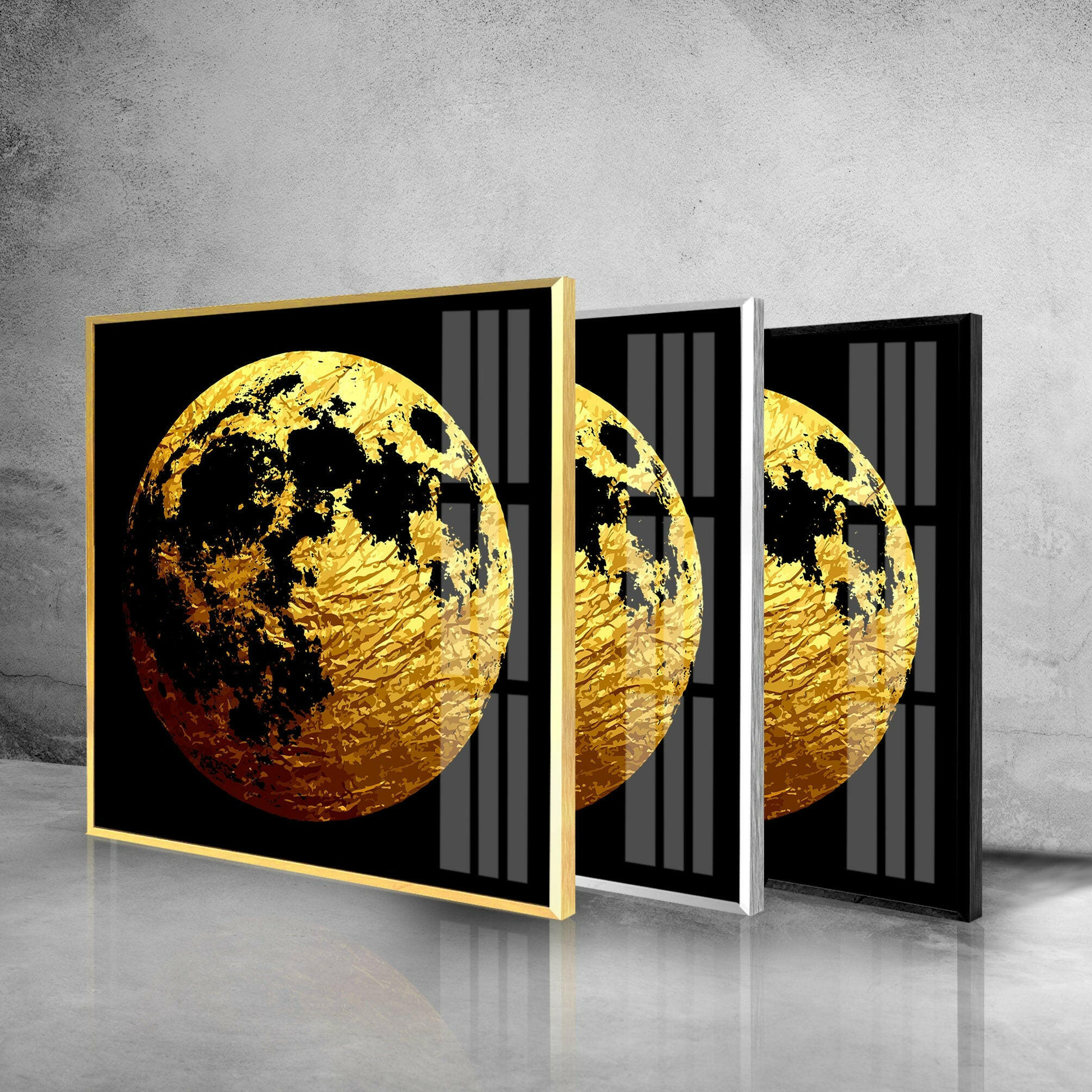 Golden Moon Tempered Glass Wall Art