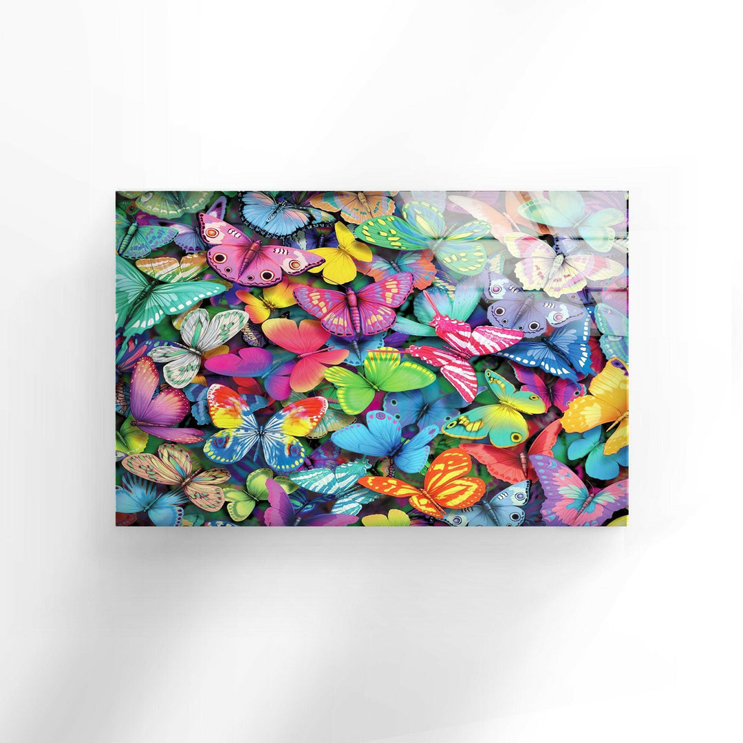 Colorful Butterflies Glass Wall Art print picture on glass, Tempered Glass Wall Art