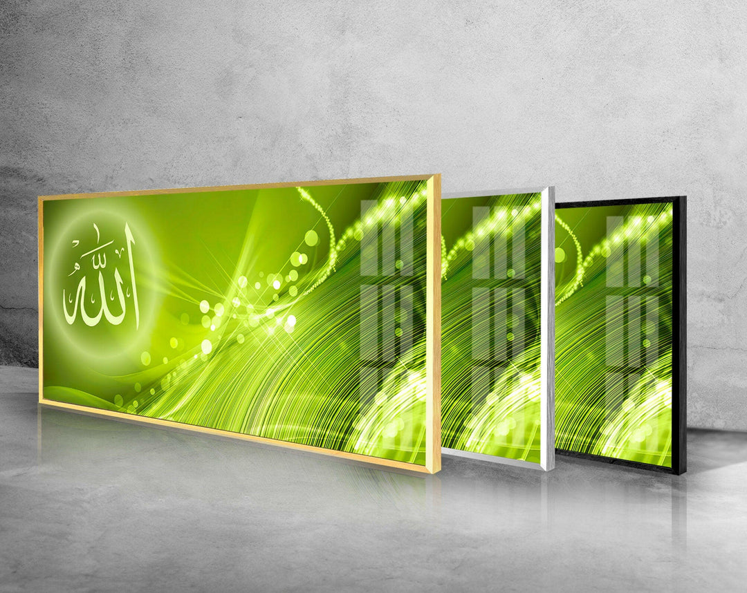 Green Islamic Decor Glass Wall Art