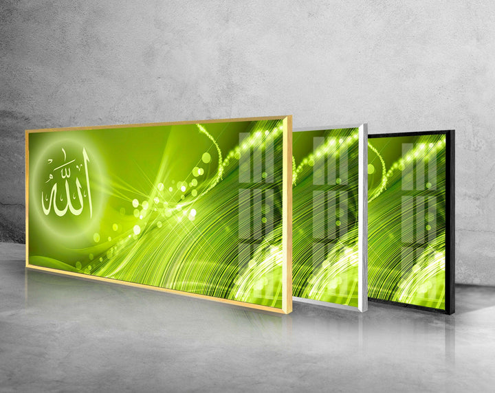 Green Islamic Decor Glass Wall Art