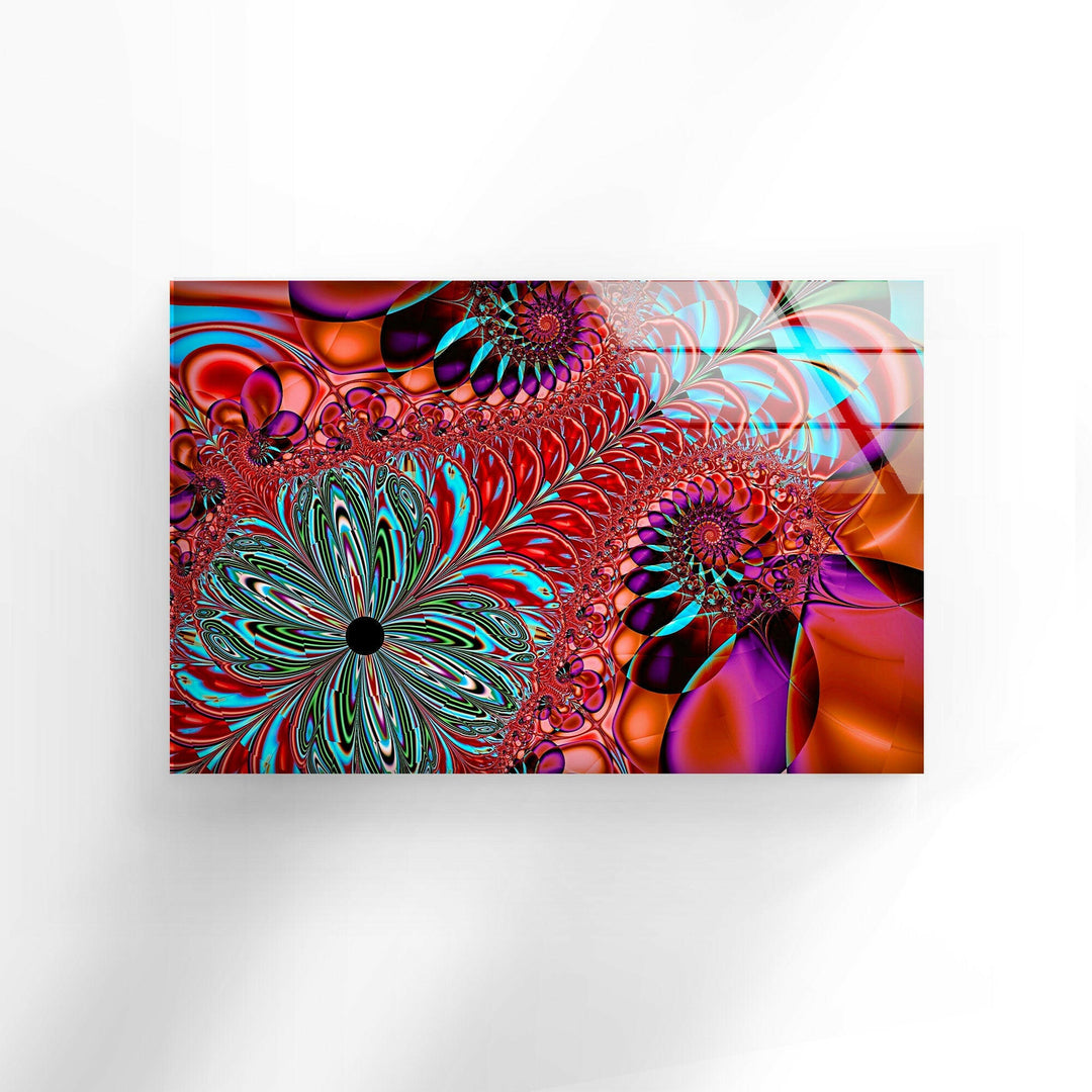 Vivid Abstract Fractal Glass Wall Art, custom glass photo prints, large glass prints