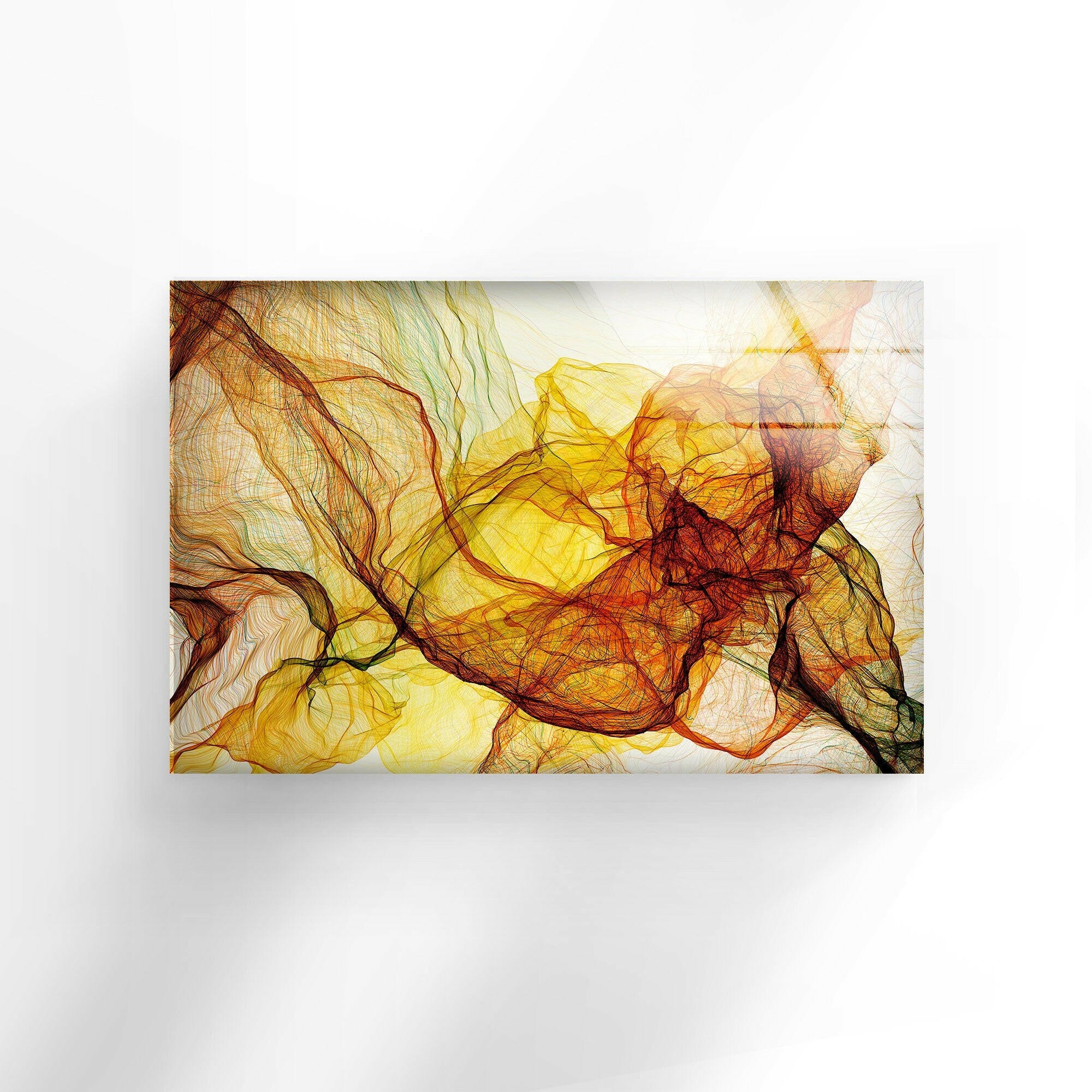 Yellow Abstract Tempered Glass Wall Art