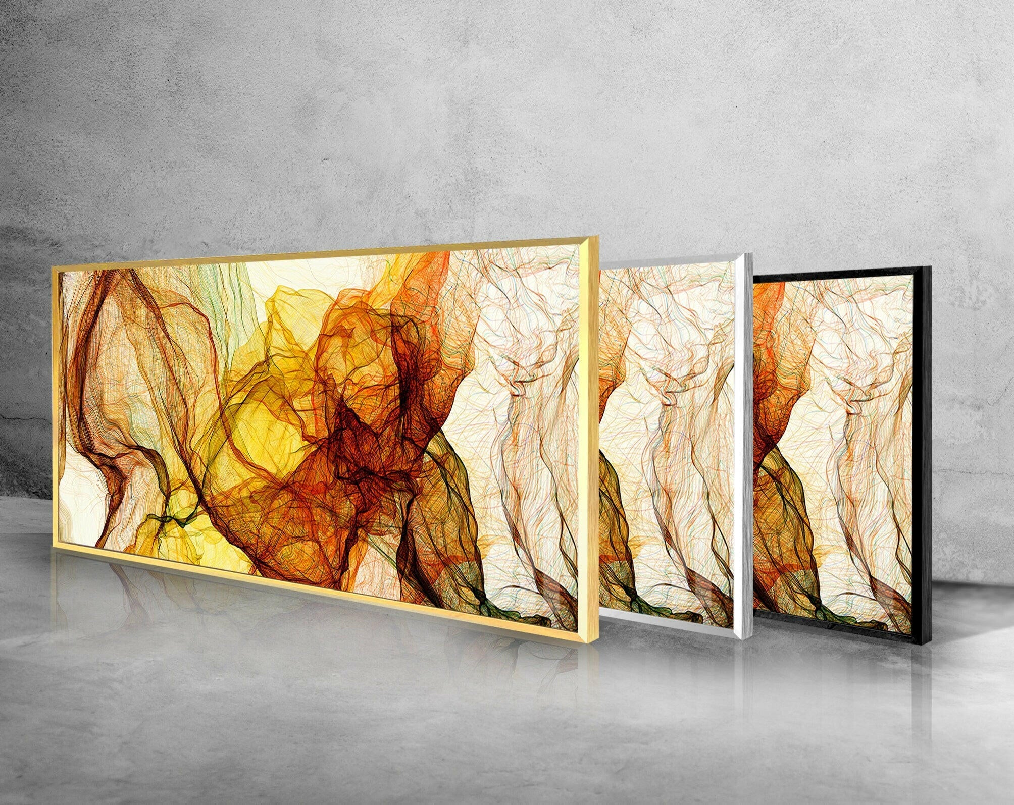 Yellow Abstract Tempered Glass Wall Art